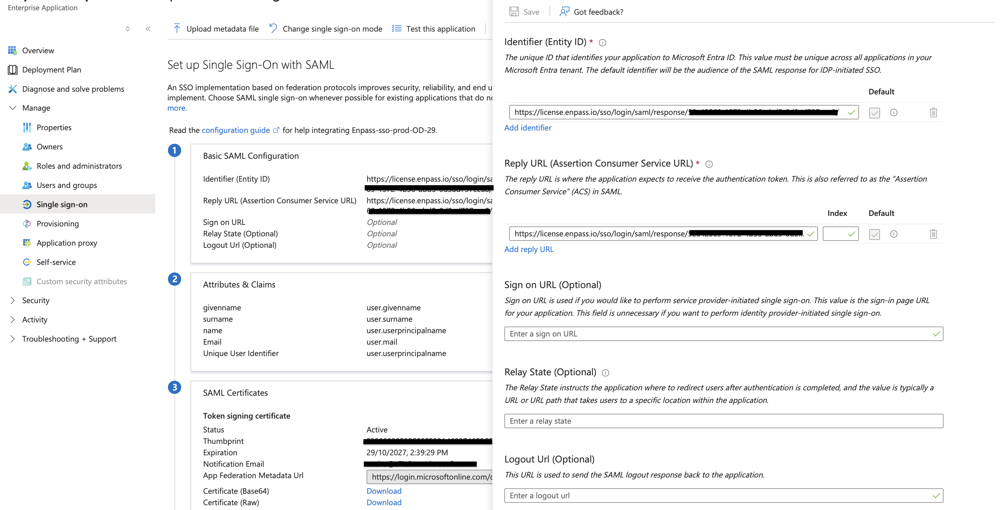 configure SAML config